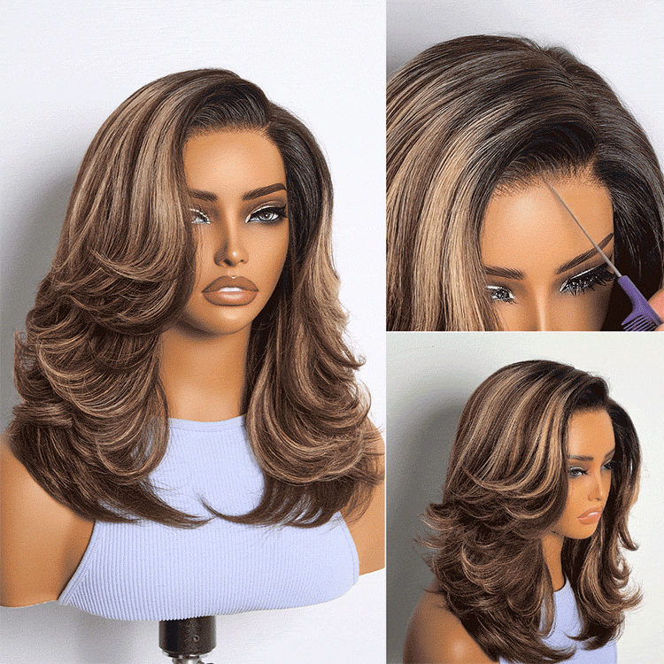 Glueless HD Lace Layered T-Part Lace Human Hair Wig - Red | 8"-14"