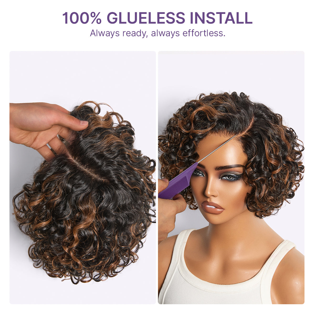 Glueless HD Lace Pixie T-Part Lace Human Hair Wig - Grey | 8"-14"