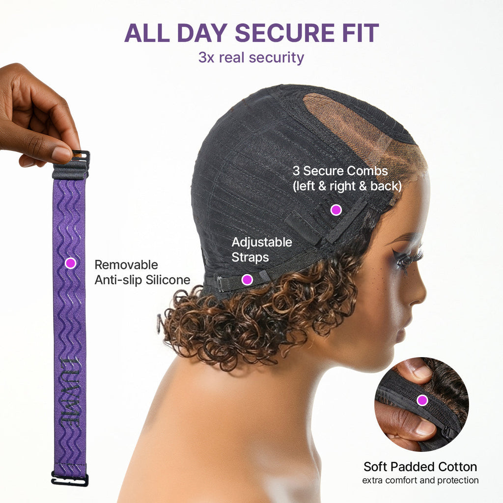 Glueless HD Lace Pixie T-Part Lace Human Hair Wig - Highlight | 8"-14"