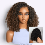 Glueless HD Lace Curly T-Part Lace Human Hair Wig - Ombre 180% Density | 10"-28"