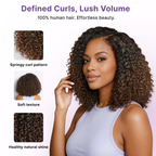 Glueless HD Lace Curly T-Part Lace Human Hair Wig - Ombre 180% Density | 10"-28"