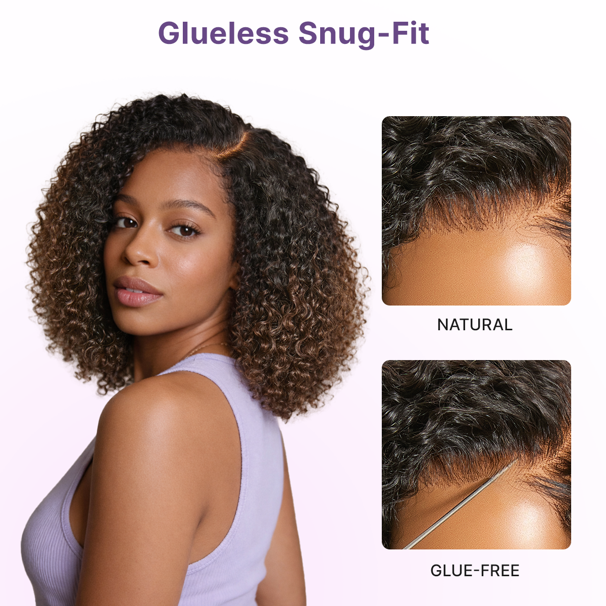 Glueless HD Lace Curly T-Part Lace Human Hair Wig - Ombre 180% Density | 10"-28"
