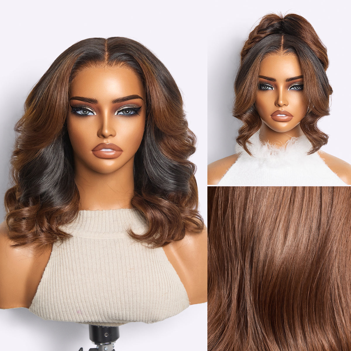 Glueless HD Lace Curly T-Part Lace Human Hair Wig - Ombre | 10"-28"