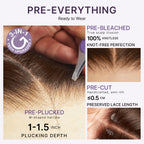 Glueless Straight T-Part Lace Human Hair Wig - Brown with Bangs 180% Density | 10"-28"