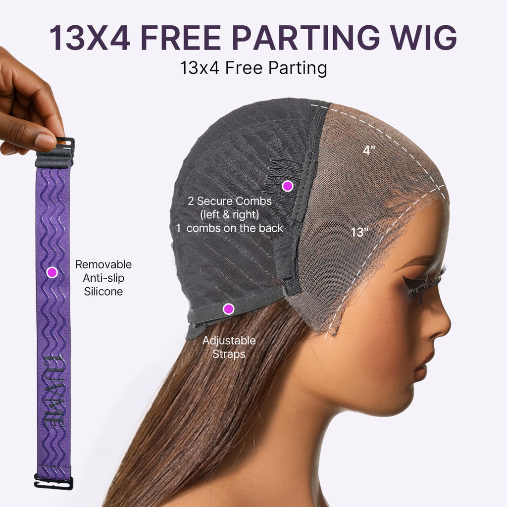 Glueless Straight T-Part Lace Human Hair Wig - Brown with Bangs 180% Density | 10"-28"