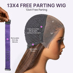 Glueless Straight T-Part Lace Human Hair Wig - Brown with Bangs 180% Density | 10"-28"