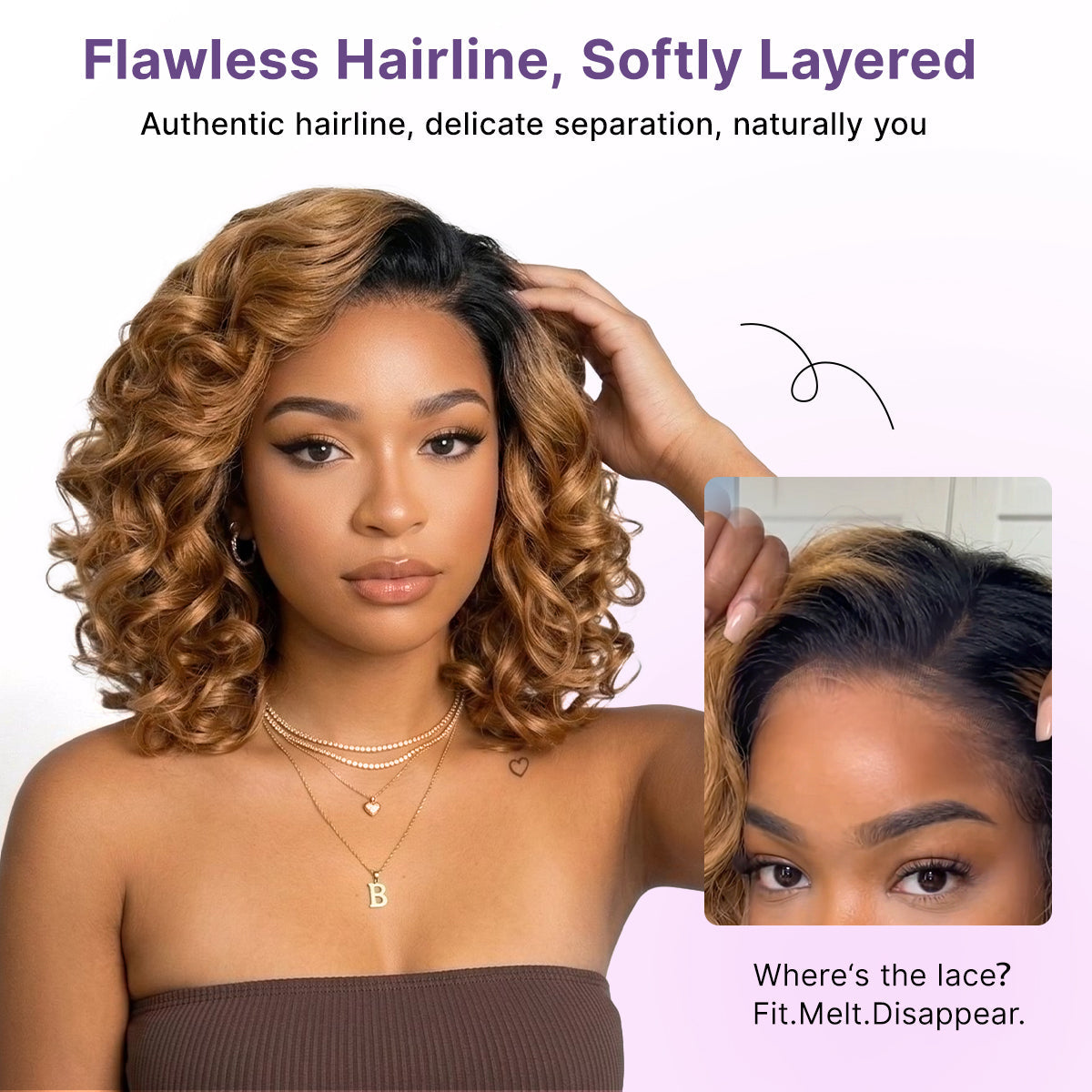 Glueless HD Lace Loose Wave T-Part Lace Human Hair Wig - Ombre | 10"-28"