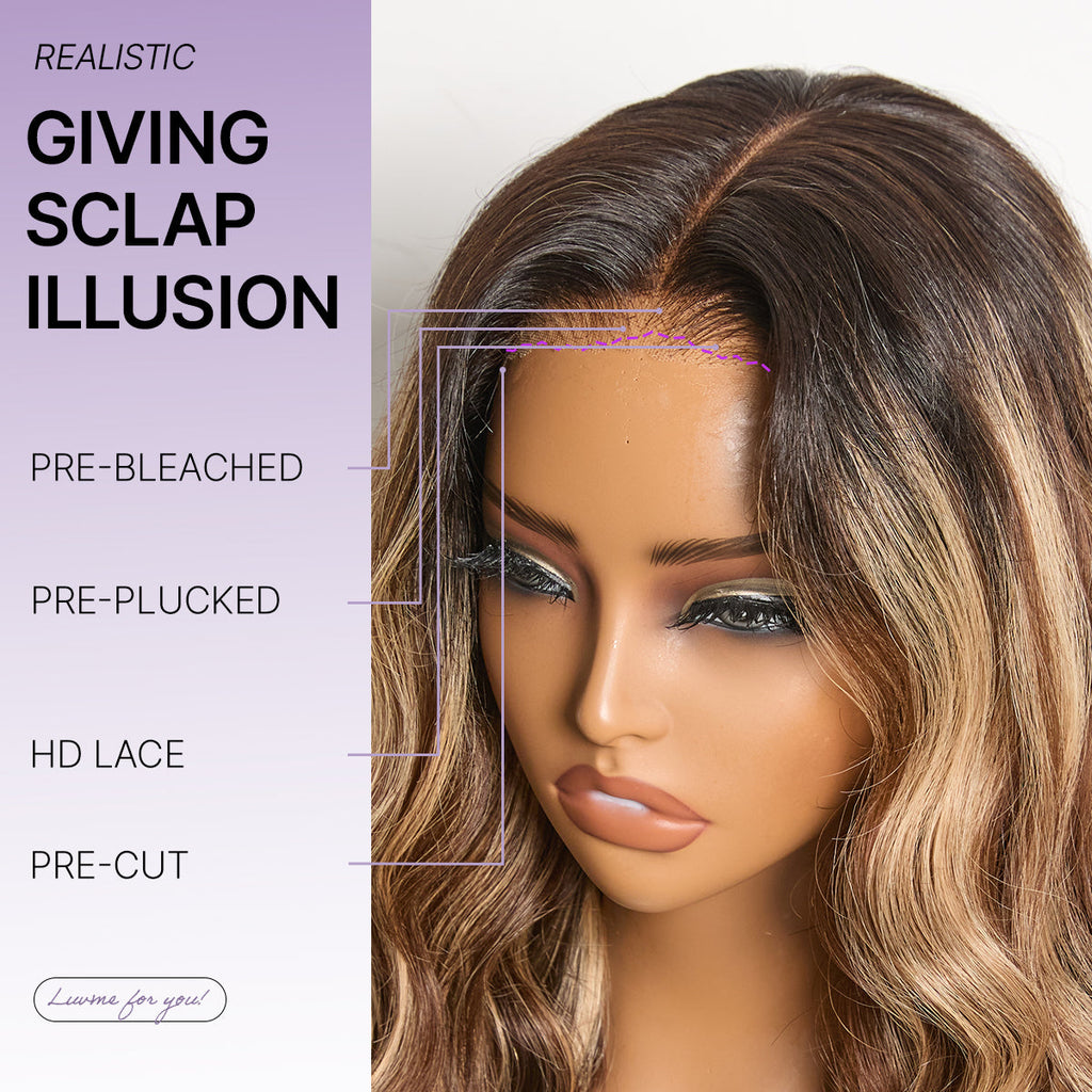 Glueless HD Lace Loose Wave T-Part Lace Human Hair Wig - Highlight 180% Density | 10"-28"