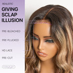 Glueless HD Lace Loose Wave T-Part Lace Human Hair Wig - Highlight 180% Density | 10"-28"