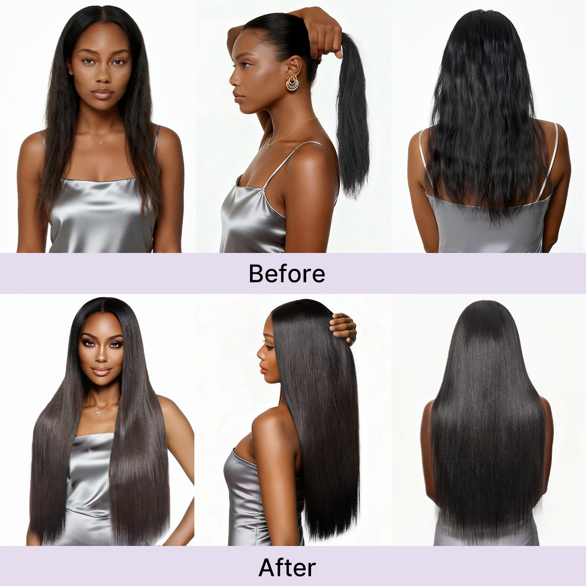 Kinky Straight Human Hair Wig with Bangs | 10"-28"