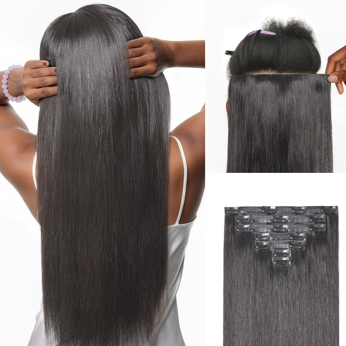 Kinky Straight Human Hair Wig with Bangs | 10"-28"