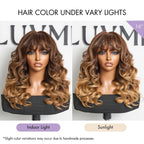 Glueless HD Lace Body Wave T-Part Lace Human Hair Wig - Highlight with Bangs 180% Density | 10"-28"
