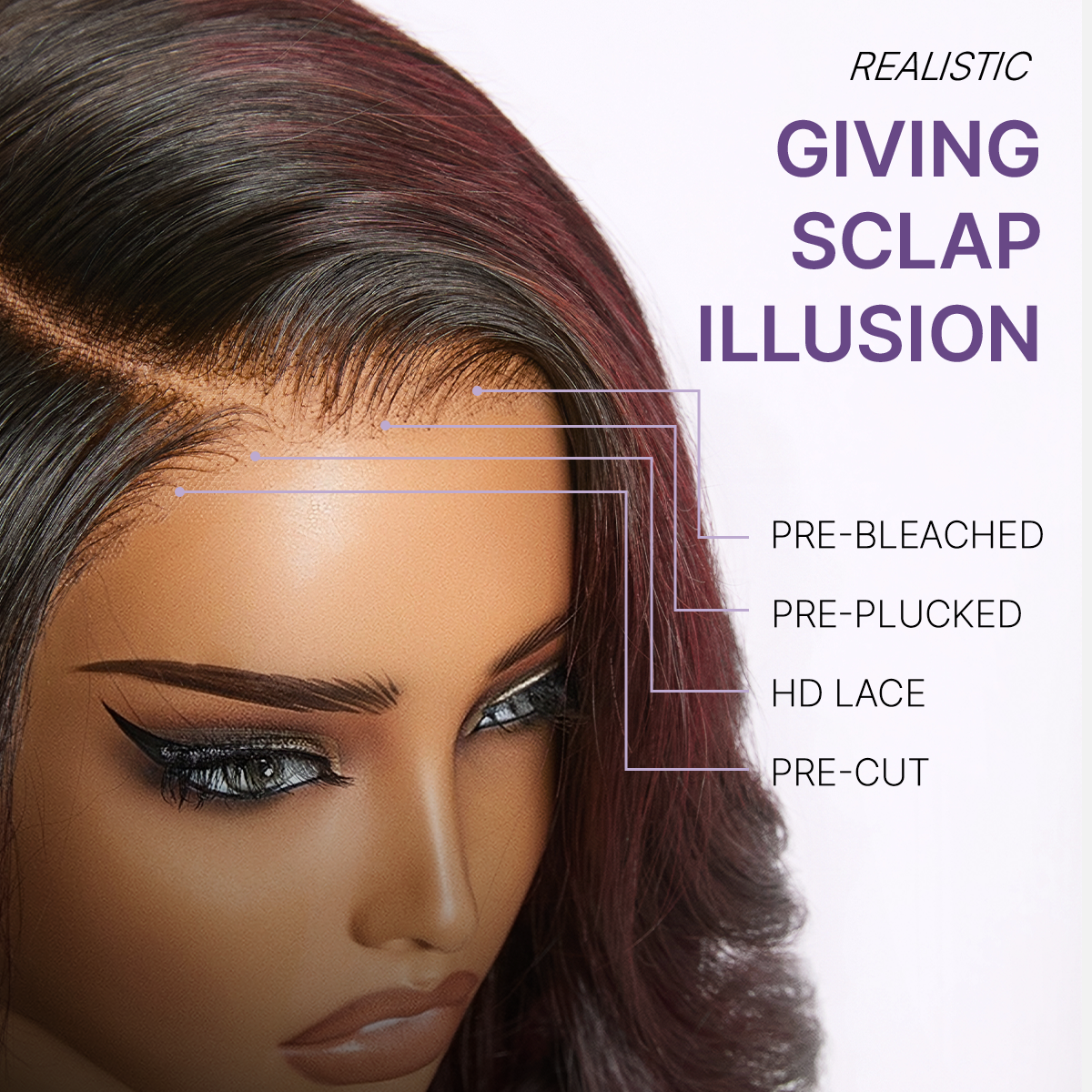 Glueless HD Lace Water Wave T-Part Lace Human Hair Wig - Ombre 180% Density | 10"-28"