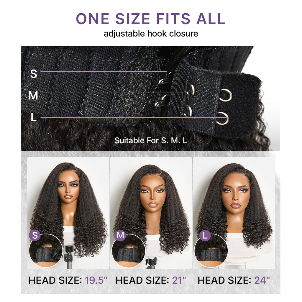 Glueless HD Lace Kinky Straight T-Part Lace Human Hair Wig - Grey | 10"-28"