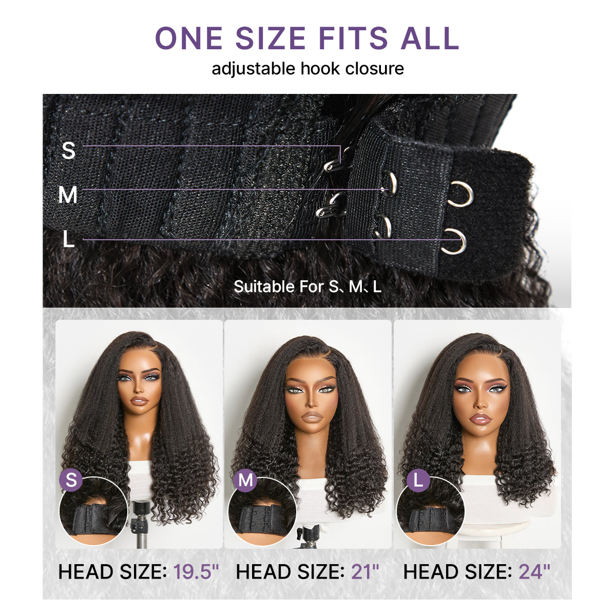 Glueless HD Lace Kinky Straight T-Part Lace Human Hair Wig - Grey | 10"-28"