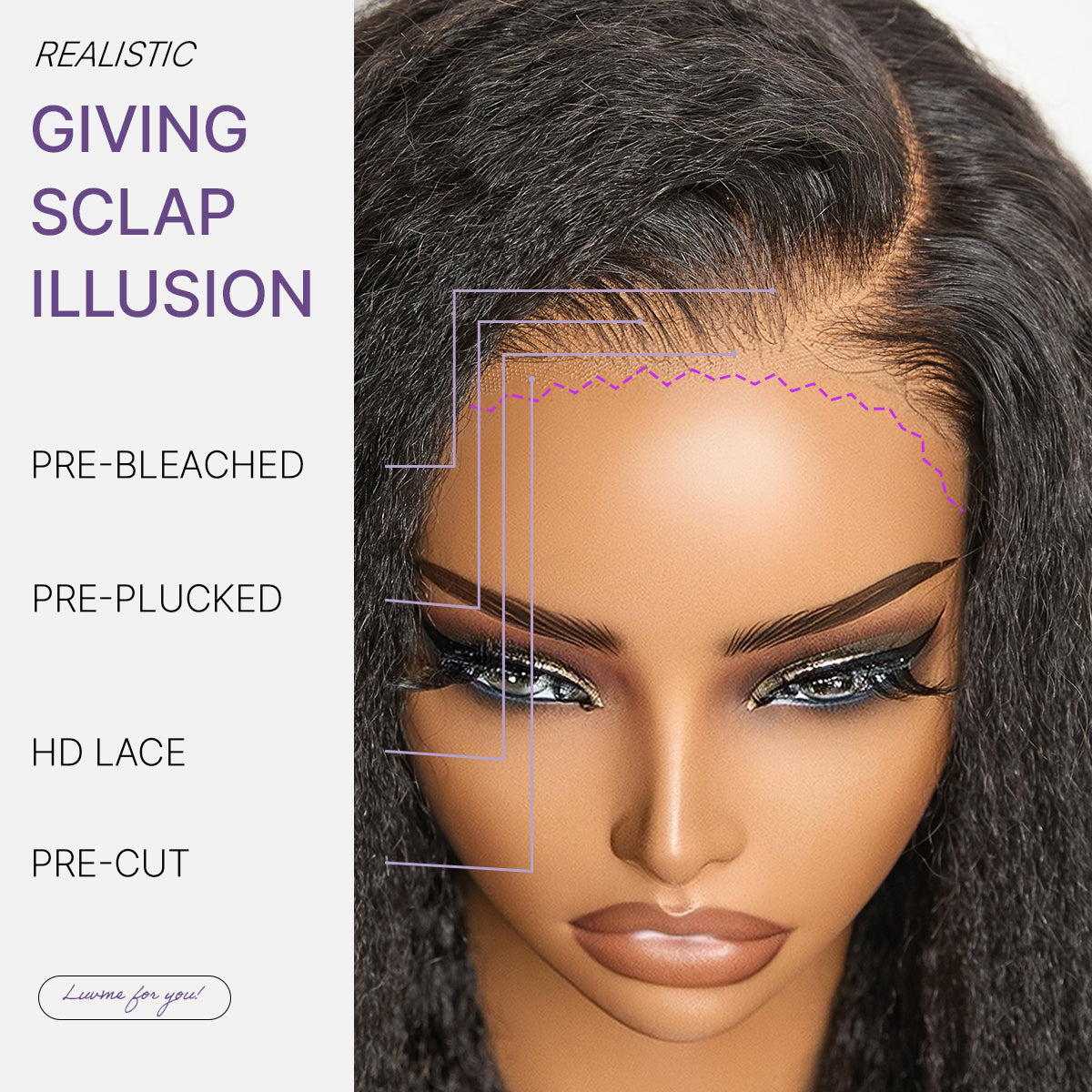 Glueless HD Lace Kinky Straight T-Part Lace Human Hair Wig - Grey | 10"-28"