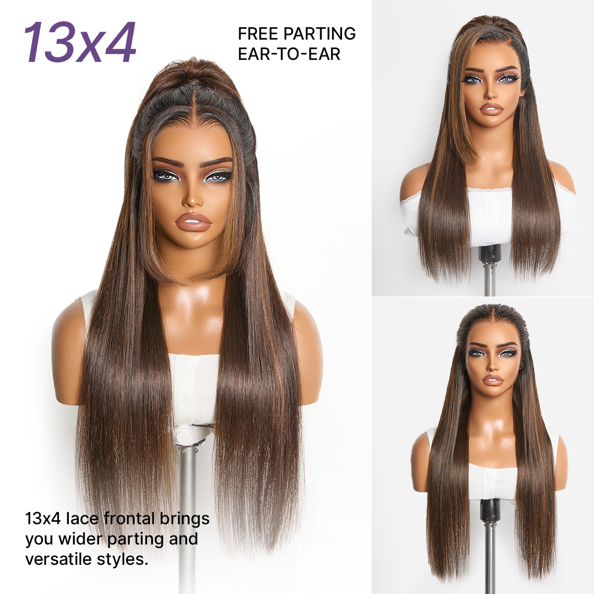 Glueless Straight T-Part Lace Human Hair Wig - Highlight | 10"-28"