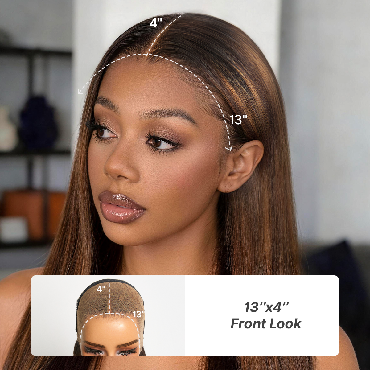 Glueless Straight T-Part Lace Human Hair Wig - Highlight | 10"-28"