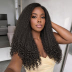Glueless HD Lace Kinky Straight T-Part Lace Human Hair Wig - Grey | 10"-28"