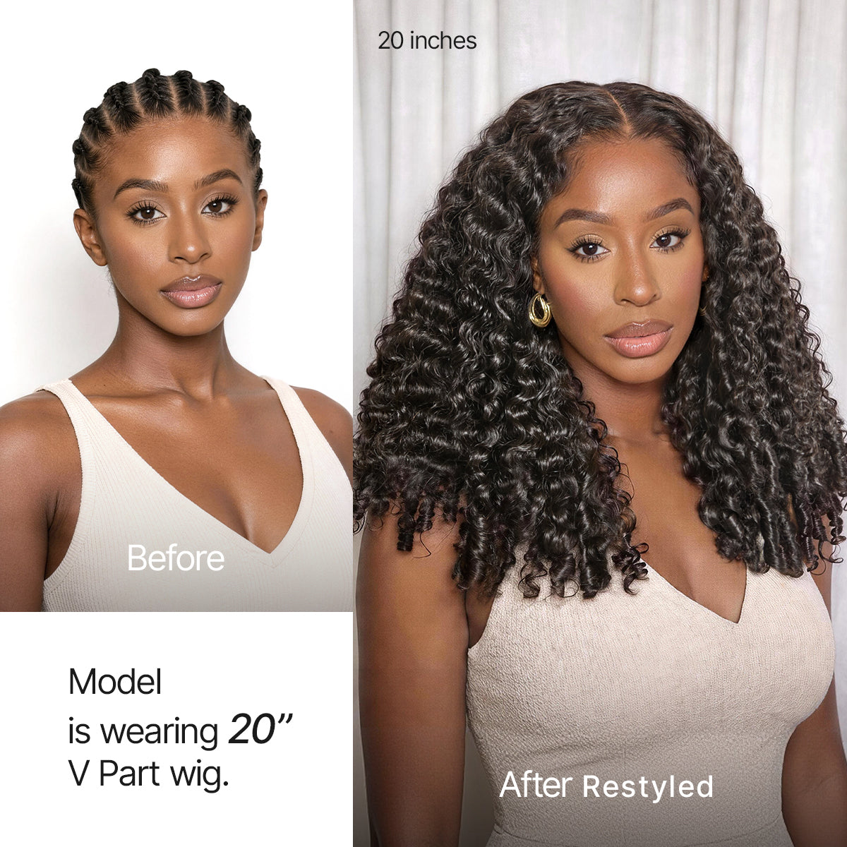 Glueless Curly V-Part Human Hair Wig 180% Density | 10"-28"