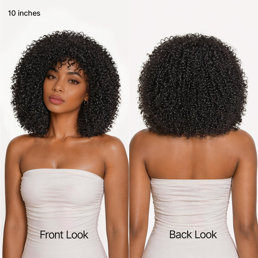 Glueless Curly Human Hair Wig 200% Density | 8"-14"