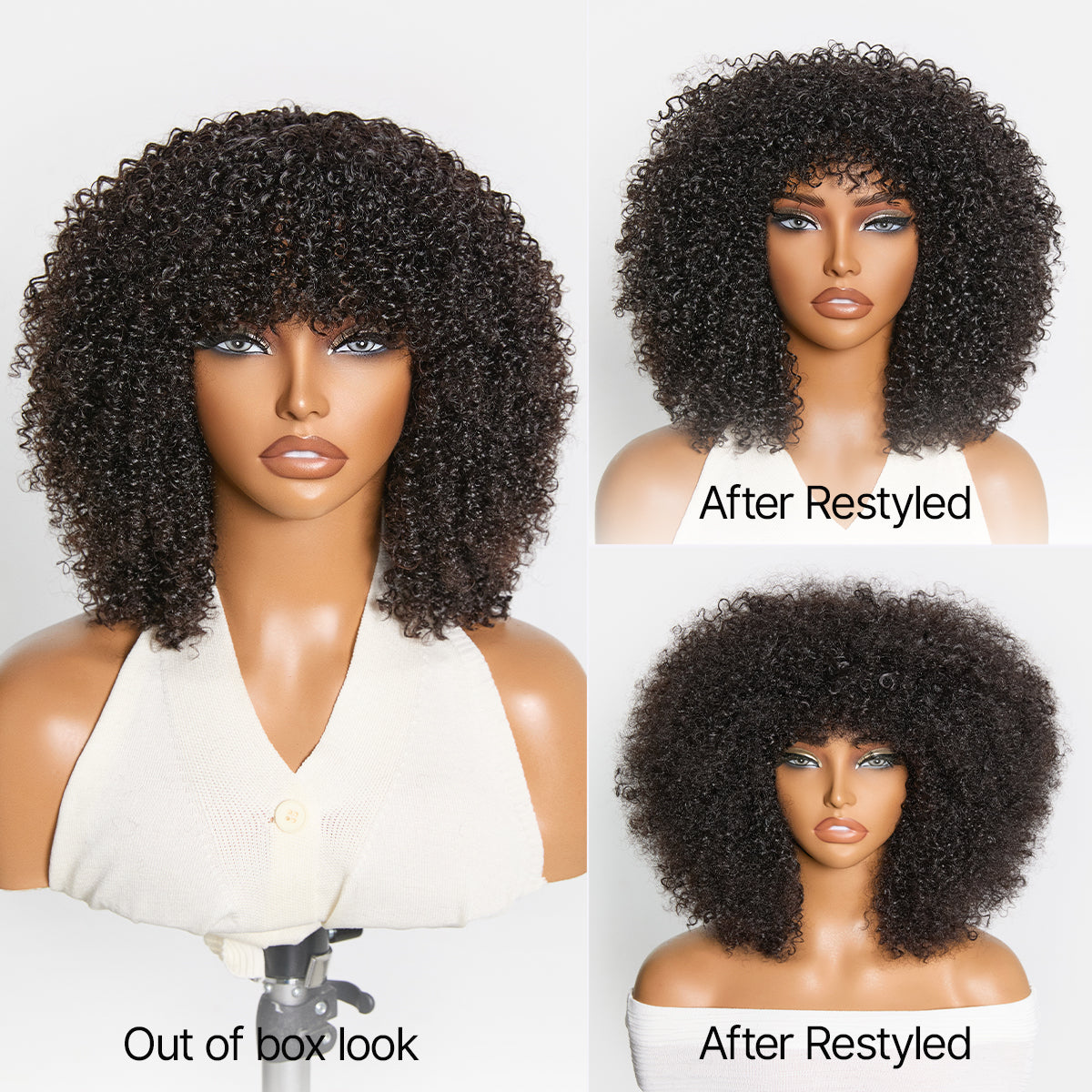 Glueless Curly Human Hair Wig 200% Density | 8"-14"