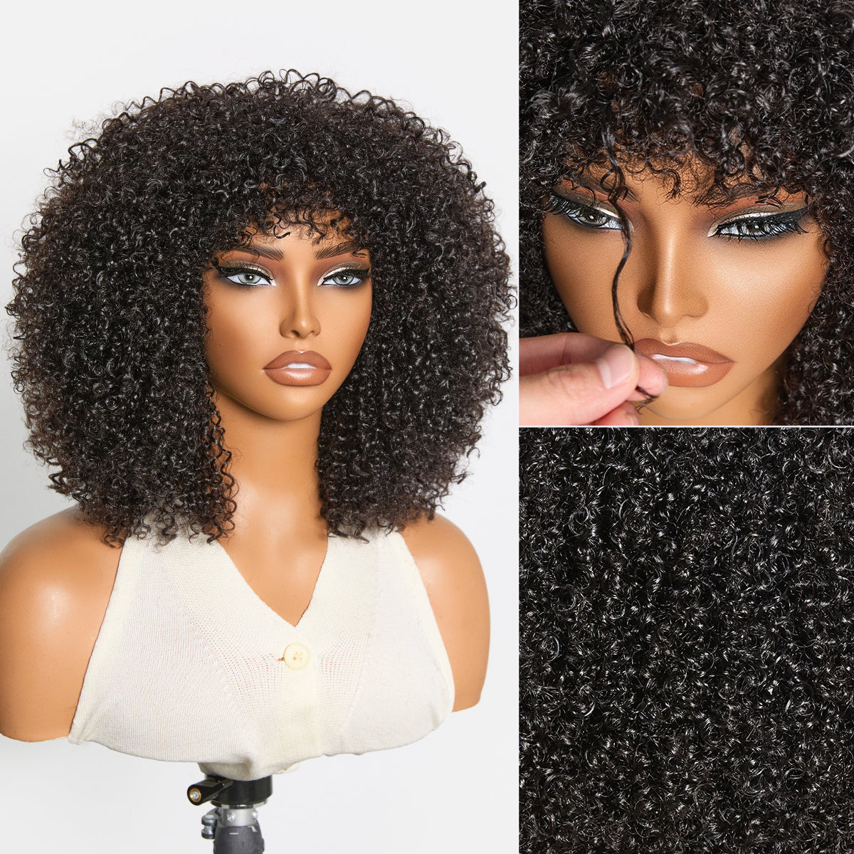Glueless Curly Human Hair Wig 200% Density | 8"-14"