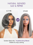 Glueless HD Lace Layered T-Part Lace Human Hair Wig - Grey | 8"-14"
