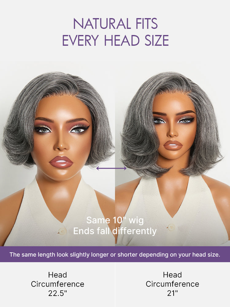 Glueless HD Lace Layered T-Part Lace Human Hair Wig - Grey | 8"-14"