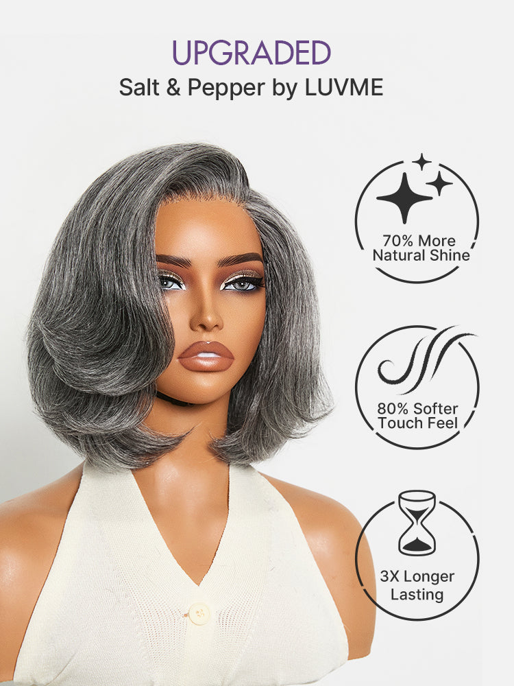 Glueless HD Lace Layered T-Part Lace Human Hair Wig - Grey | 8"-14"