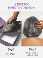 Glueless HD Lace Layered T-Part Lace Human Hair Wig - Grey | 8"-14"