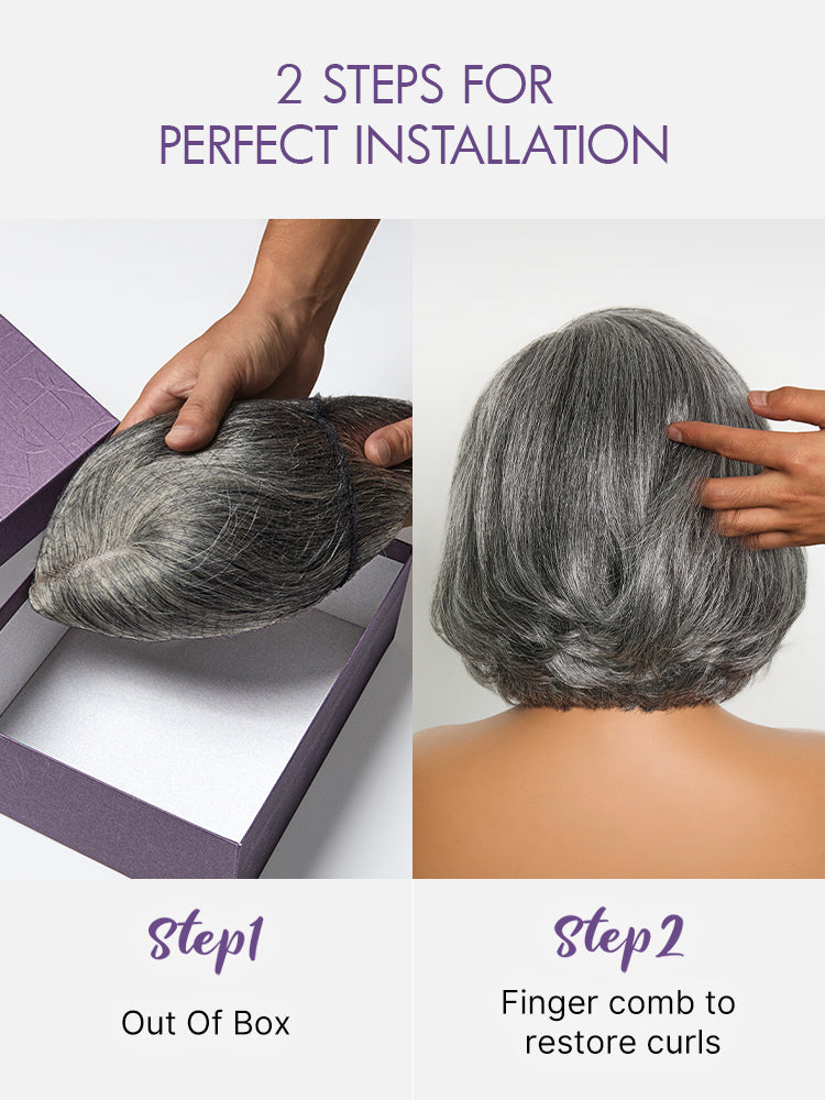 Glueless HD Lace Layered T-Part Lace Human Hair Wig - Grey | 8"-14"