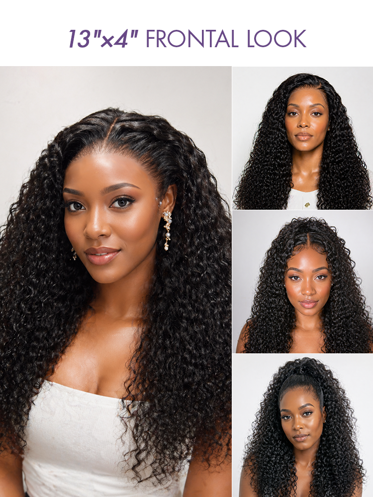 Glueless Curly T-Part Lace Human Hair Wig 180% Density | 10"-28"