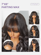 Glueless HD Lace Loose Wave T-Part Lace Human Hair Wig with Bangs 180% Density | 10"-28"