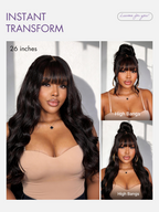 Glueless HD Lace Loose Wave T-Part Lace Human Hair Wig with Bangs 180% Density | 10"-28"