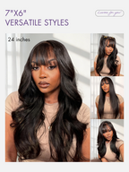Glueless HD Lace Loose Wave T-Part Lace Human Hair Wig with Bangs 180% Density | 10"-28"