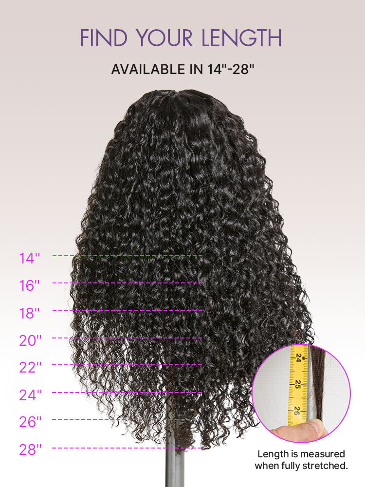 Glueless Curly T-Part Lace Human Hair Wig 180% Density | 10"-28"