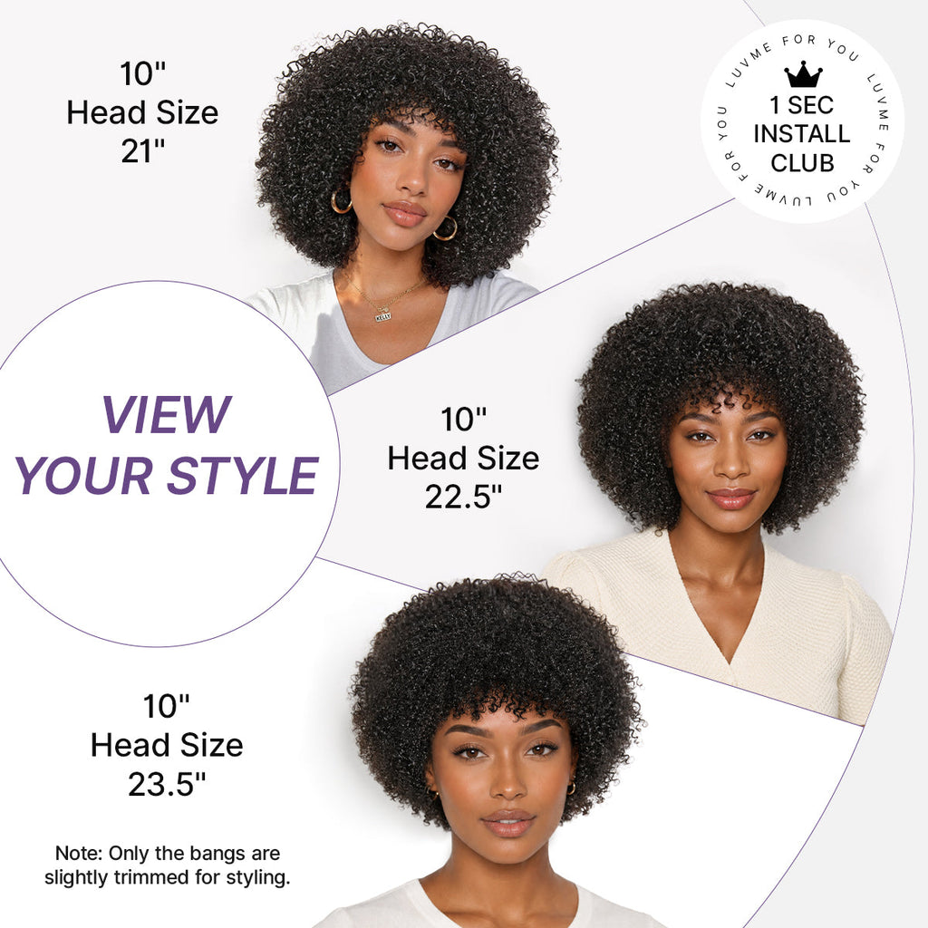 Glueless Curly Human Hair Wig 200% Density | 8"-14"