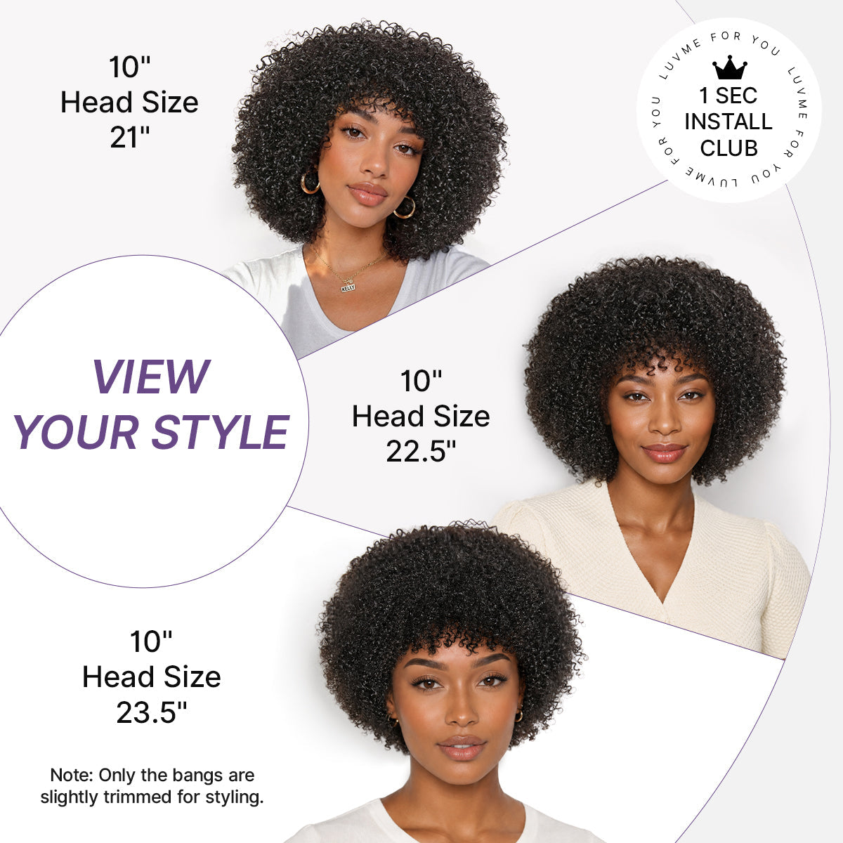 Glueless Curly Human Hair Wig 200% Density | 8"-14"