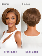 Glueless HD Lace Pixie T-Part Lace Human Hair Wig - Brown with Bangs | 8"-14"