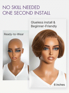 Glueless HD Lace Pixie T-Part Lace Human Hair Wig - Brown with Bangs | 8"-14"