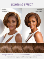 Glueless HD Lace Pixie T-Part Lace Human Hair Wig - Brown with Bangs | 8"-14"