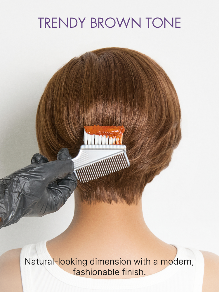 Glueless HD Lace Pixie T-Part Lace Human Hair Wig - Brown with Bangs | 8"-14"
