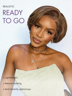 Glueless HD Lace Pixie T-Part Lace Human Hair Wig - Brown with Bangs | 8"-14"