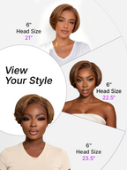 Glueless HD Lace Pixie T-Part Lace Human Hair Wig - Brown with Bangs | 8"-14"