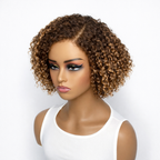 Glueless Curly T-Part Lace Human Hair Wig - Blonde | 10"-28"