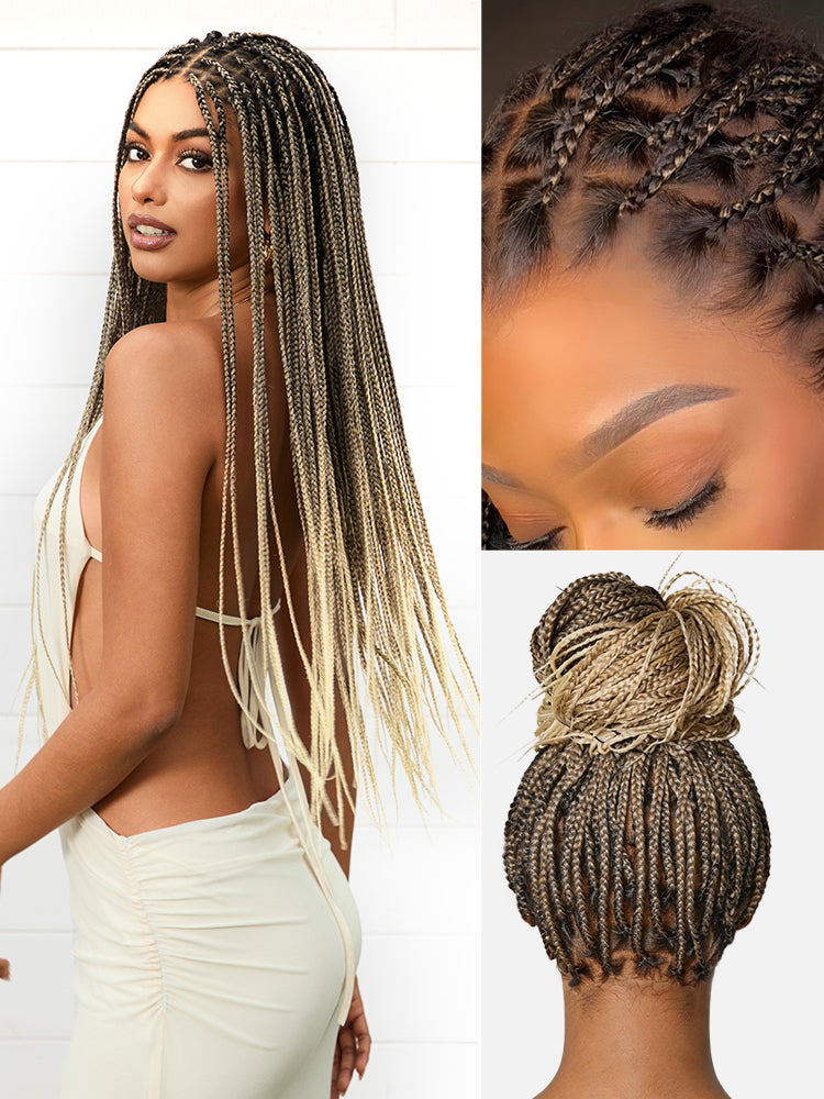 HD Lace Braided T-Part Lace Human Hair Wig - Blonde | 10"-28"