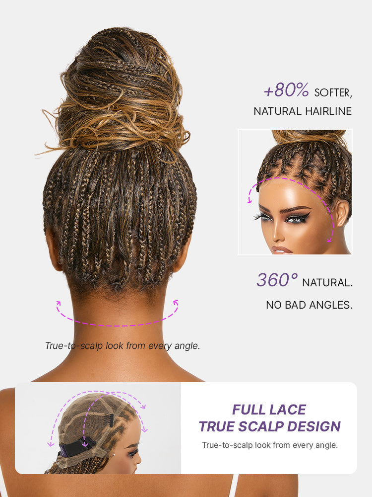 HD Lace Braided T-Part Lace Human Hair Wig - Ombre | 30"