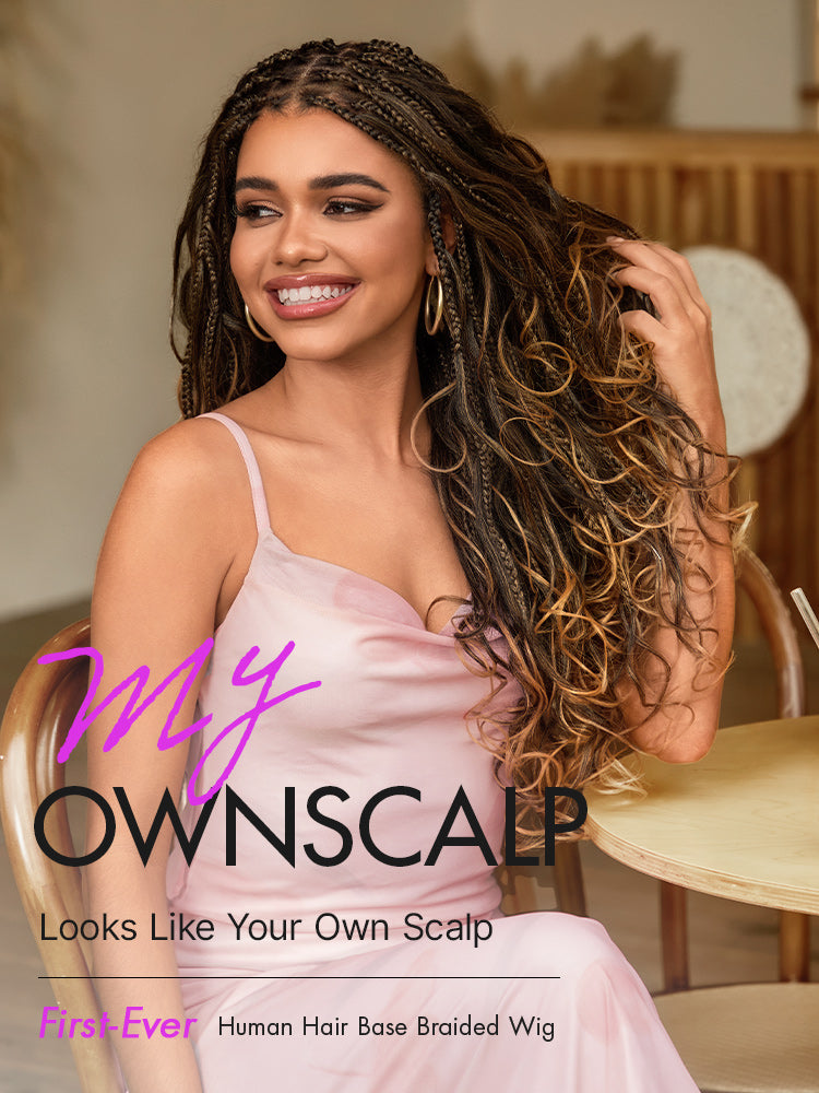 HD Lace Braided T-Part Lace Human Hair Wig - Ombre | 30"