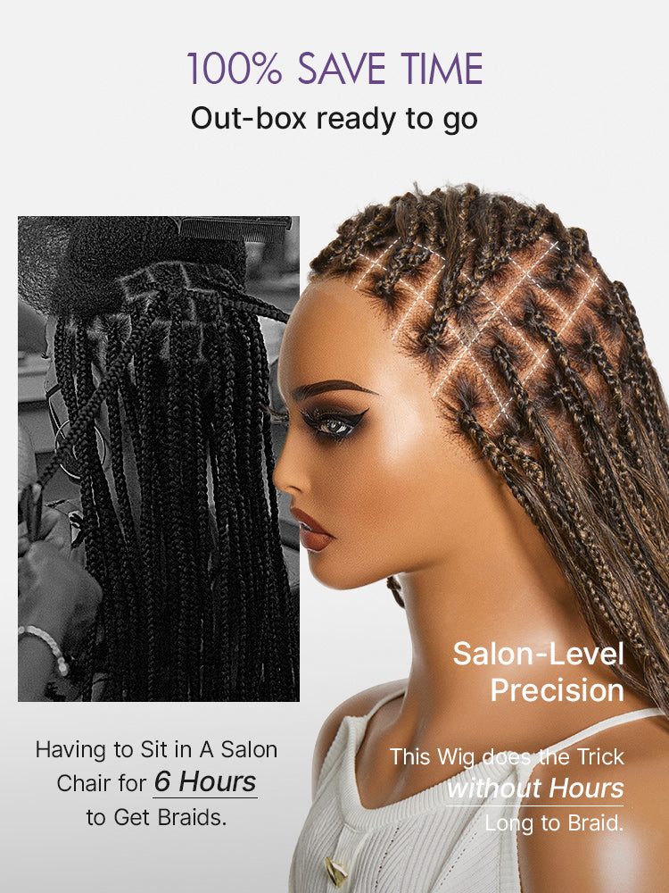 HD Lace Braided T-Part Lace Human Hair Wig - Ombre | 30"